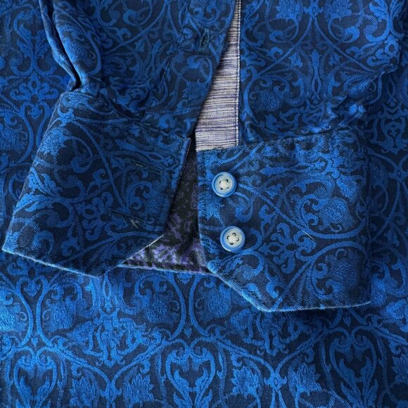 Men's 5XL Robert Graham BLUE Luther Tonal Long Sleeved Sport Shirt - Picture 11 of 15